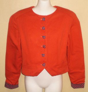 BALENCIAGA PARIS Orange Cropped Jacket Striped 34/36 Buttons & Cuffs