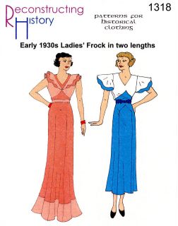 Retro 1930s Frock in 2 Lengths   Mid calf & Evening Dress 28 48 Bust