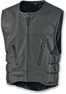Icon Regulator Stripped Leather Motorcycle Vest Stealth 4XL/XXXX Large
