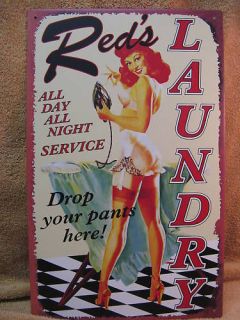Reds Laundry Service Tin Metal Sign FUNNY Wash Room