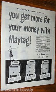1948 MAYTAG WRINGER WASHING MACHINE Laundry AD Master Commander 
