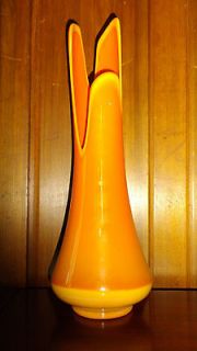 Viking Vase Mid Century Orange Large Swag Swung Floor Vase 19 tall 