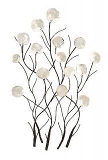 Large 37 Metal Wall Art SCULPTURE Branches/Flowers PEARL CAPIZ Shell 