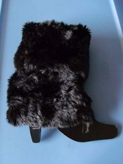 MeMoi Fur Chic Leg Warmer Boot Topper Black One Size 