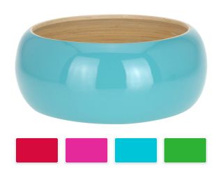 Large Bamboo Decorative Fruit Salad Bowl   4 Funky Colours To Choose 