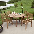 Teak Wood Round Dining Table Set with Stacking Chairs