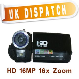 UK DC 3.0 HD 16x 16MP Zoom LCD TFT DIGITAL VIDEO CAMERA CAMCORDER DV 