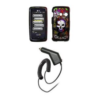 for LG Rumor Touch Case Color Skull+Car Charger+Tool
