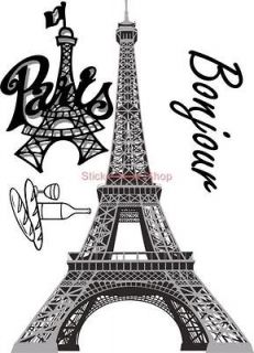 EIFFEL TOWER Paris Home Room Wall/Mural Window Decor Stickers decals 