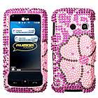 LG Rumor TOUCH LN510 UN510 Pink Blooming Flower BLING HARD CASE COVER