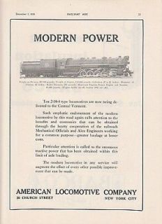 1928 Alco Ad Central Vermont Railway #702 2 10 4 Type