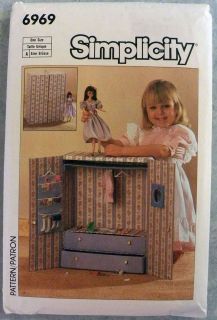   1980s Simplicity Barbie Doll Closet Wardrobe Storage Pattern   Unused