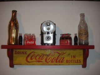 Coca Cola RETRO wooden wall display shelves   crafted from 1960s 