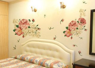 Huge Luxury Peony Flowers Wall Stickers Art Mural Decor Decal Living 