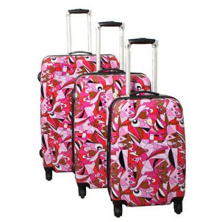 Dejuno Pop Art 3 Piece Lightweight Hardside Spinner Luggage Set   Pink