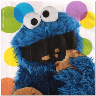 Sesame Street Cookie Monster Dots White Lunch Dinner Napkins 16ct