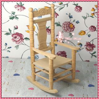 Dollhouse Miniature Furniture Rocking chair natural wood finish W67