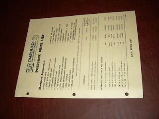 TIMBERJACK PRICE SHEET 1969 PULPJACK GRAPPLE SKIDDER BROCHURE ORIGINAL 
