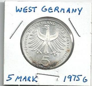   Federal Republic 5 Mark, 1975, Centenary   Birth of Albert Schweitzer