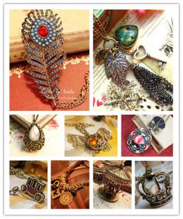   styles Retro Vintage Long Chain Pendant Charm Ornate Sweater Necklace