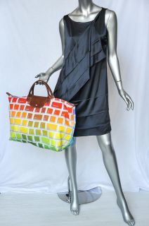LONGCHAMP+JERE​MY SCOTT Canvas Rainbow Keyboard Travel Bag Pliage 