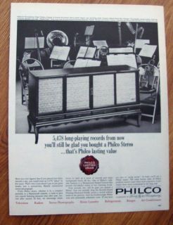 1964 Philco Stereo Ad 5,478 Long Playing Records