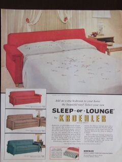 1956 Kroehler Sleep Or Lounge Sofa Hide a Bed Vintage Advertisement