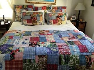 Pottery Barn Tropical Hawaiian Patchwork King Quilt With Euro 