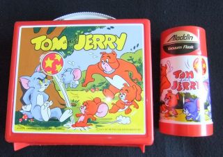 VINTAGE 1973 ALLADIN INDUSTRIES TOM & JERRY LUNCH BOX & FLASK