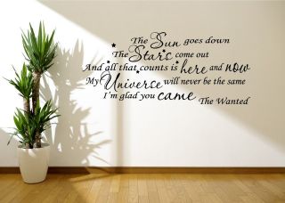 The Wanted   Glad You Came   Song Lyrics Wall Art Decal Sticker WA0170