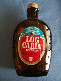 Vintage Log Cabin Syrup Bicentennial Flask/Bottle Brown Eagle