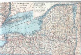 1921Original Vintage Map NEW YORK / NORTH CAROLINA Dated