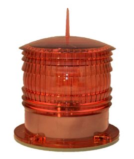   RED IP67 SOLAR LED Marine Dock Barge Safety Beacon Light 360 Degree