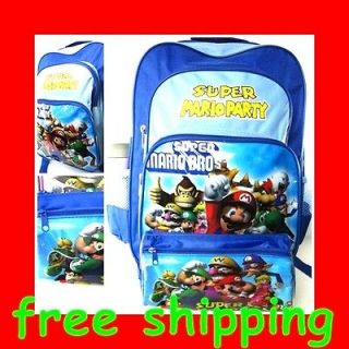 NEW Super Mario Brothers super compose backpack Bag & pencil box Free 
