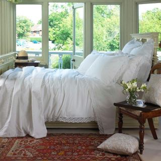 National Trust Luxury 400 Thread Count White Lace 100% Cotton Bedding
