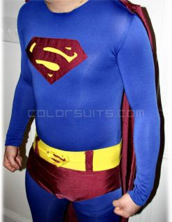 Elite Series Superman Costume   Lycra Zentai Full Body   Suit Belt 