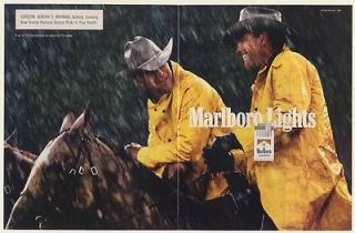 1996 Marlboro Lights Cigarette Cowboys Yellow Rain Coats Horses Double 