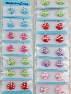 12Pairs Mixed Colours Fish Magnetic Earring Studs #20662
