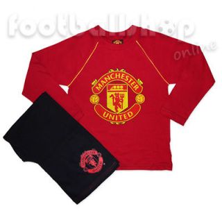 Manchester United Boys Crest Pyjamas Red Black L/Sleeve