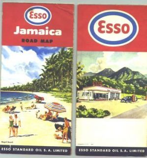 1964 Esso Jamaica Vintage Road Map / Negril Beach on cover/ Nice gas 