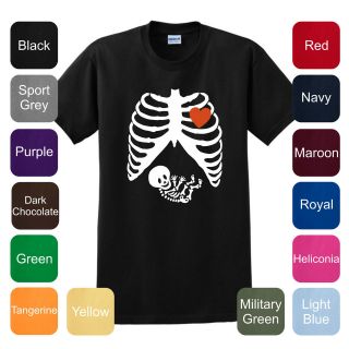 Pregnant Skeleton Halloween Costume T Shirt Funny Maternity Baby Cute 