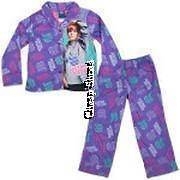 NWT $35 Girls Justin Bieber Purple Coat Style 2 Pc Winter Pajamas sz 
