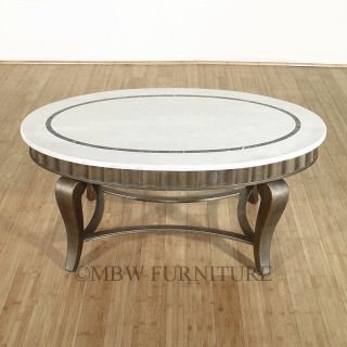 Speckled Metal Oval Tiled Marble Top Coffee Table 8973