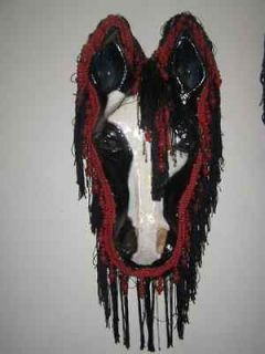 Handmade horse head masks, paper mache & handpainted off photos