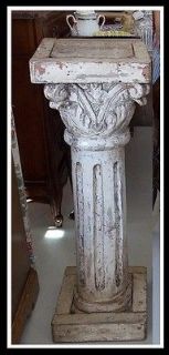 Unusual Antique French Louis XVI Carved Wood Column Pedestal NR