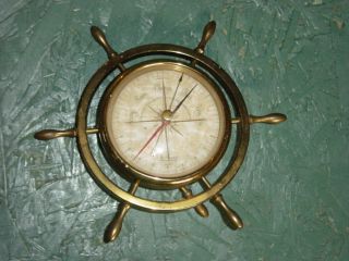 Vintage Ships Wheel BAROMETER Nautical Brass Marine