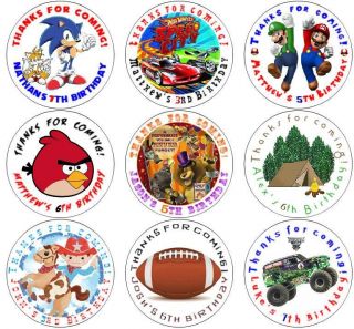 All Boys Birthday Themes Personalized Favor Stickers & Cupcake Toppers