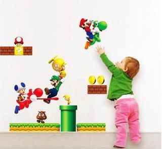 Super Mario Bros PVC Removable Wall Sticker Home Decor For Kids Room 