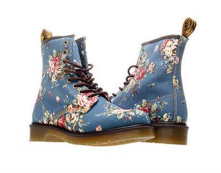 Dr. Martens 1460 Indigo Denim Victorian Flowers 8 Eye Womens Boots 