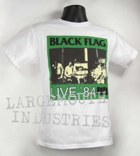 BLACK FLAG LIVE 84 Old School ROLLINS PUNK White T Shirt